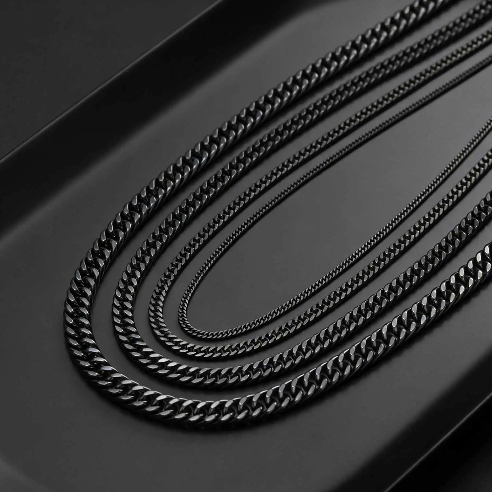 Punk Classic 3/5/7/9mm Width Cuban Chain Stainless Steel Necklace for Men Male Hip Hop Jewelry Accessories 50cm 55cm 60cm 70cm