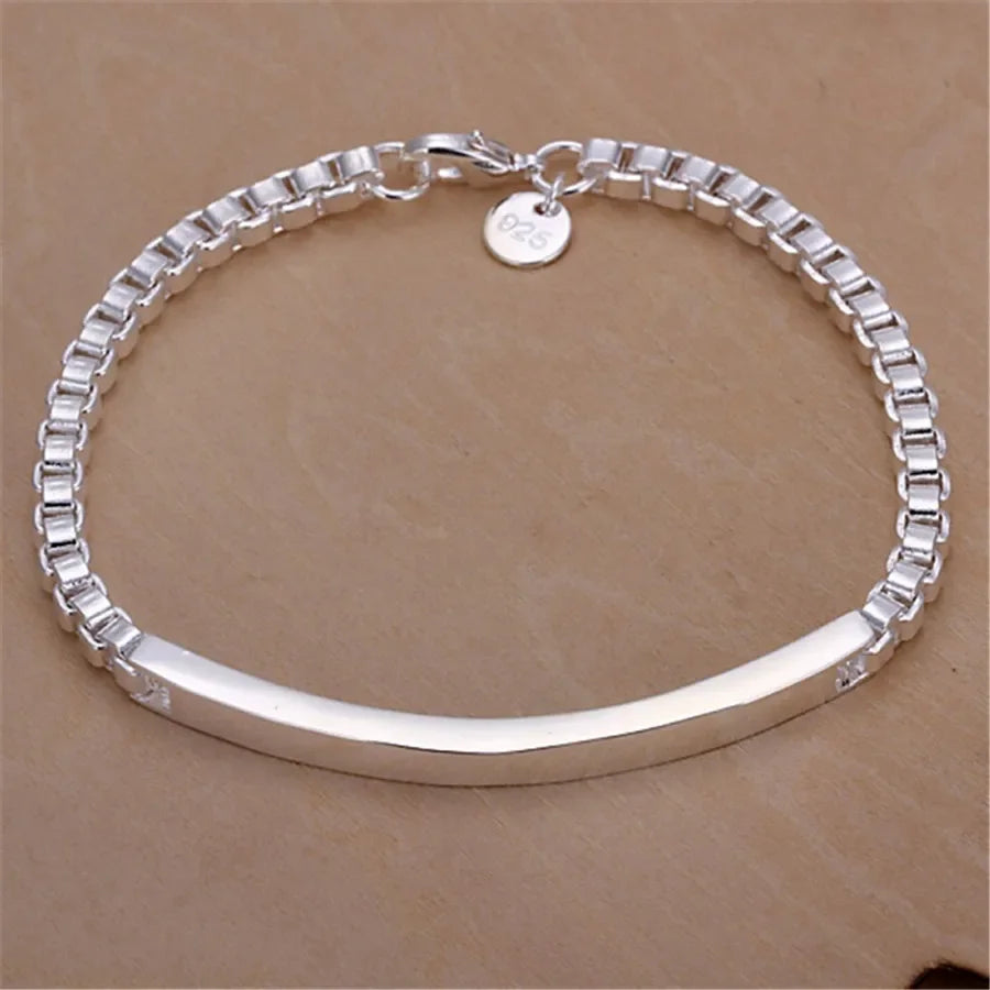Twisted Chain Bracelet for Men & Women — Silver-Tone, Simple