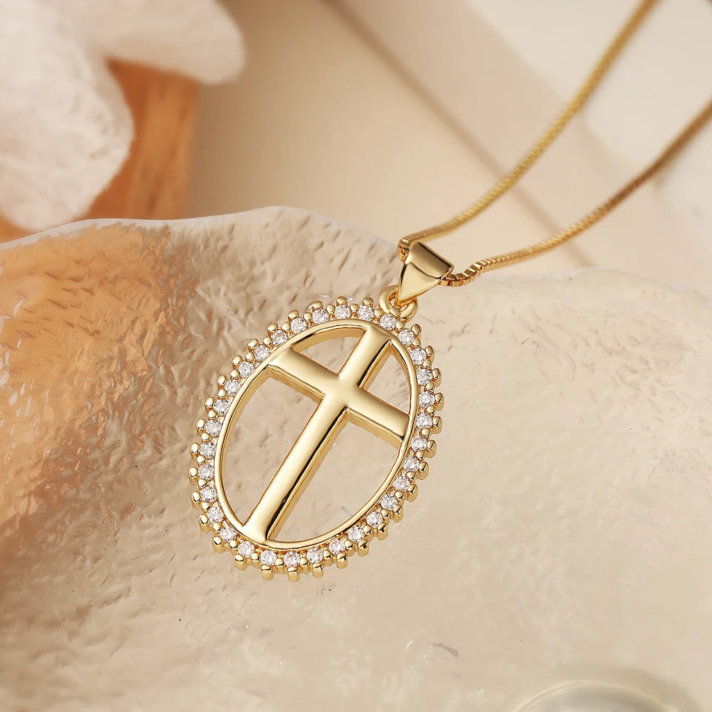 Cross Pendant Necklace — Gold-Tone