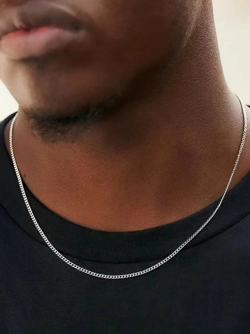 Black Cuban Chain Necklace Stainless Steel 3MM