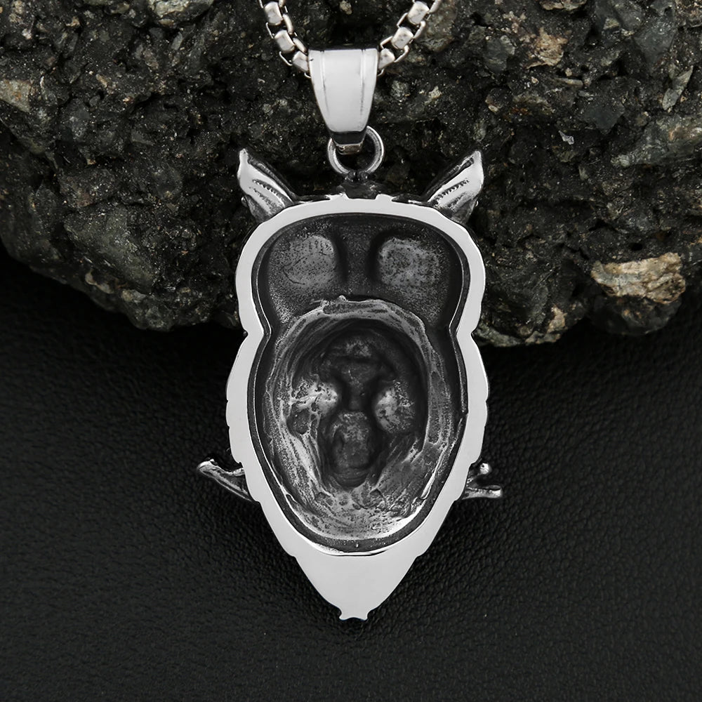 Owl Skull Pendant — Stainless Steel