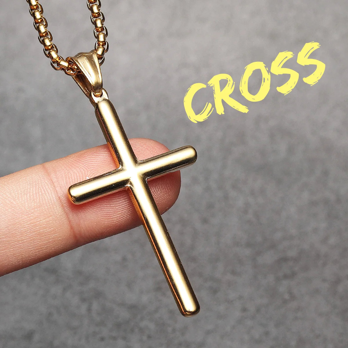 Cross Pendant Necklace Stainless Steel Simple