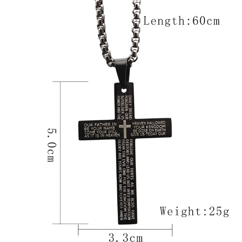 Catholic Cross Stainless Steel Pendant Necklace