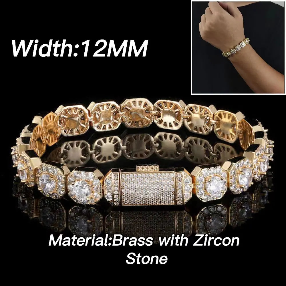 Iced Out Tennis Bracelet Stainless Steel 10/12MM