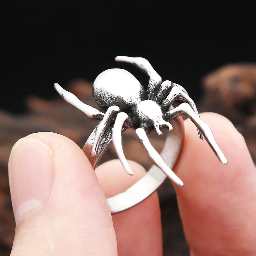 Spider Steel Ring Vintage Punk 316L Gothic Biker