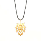 Polishing Stainless Steel Hollow Crown Lion King Pendant Necklace Fashion Cool Rock Party Motorcycle Jewelry for Men