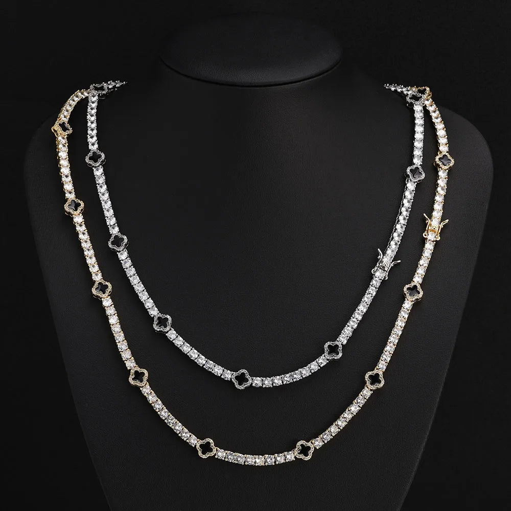 NY Fashion Design Dainty Tennis Chain Gold/Silver Plated Zircon Necklace Luxury Hip Hop Jewelry for Men Women party Gift