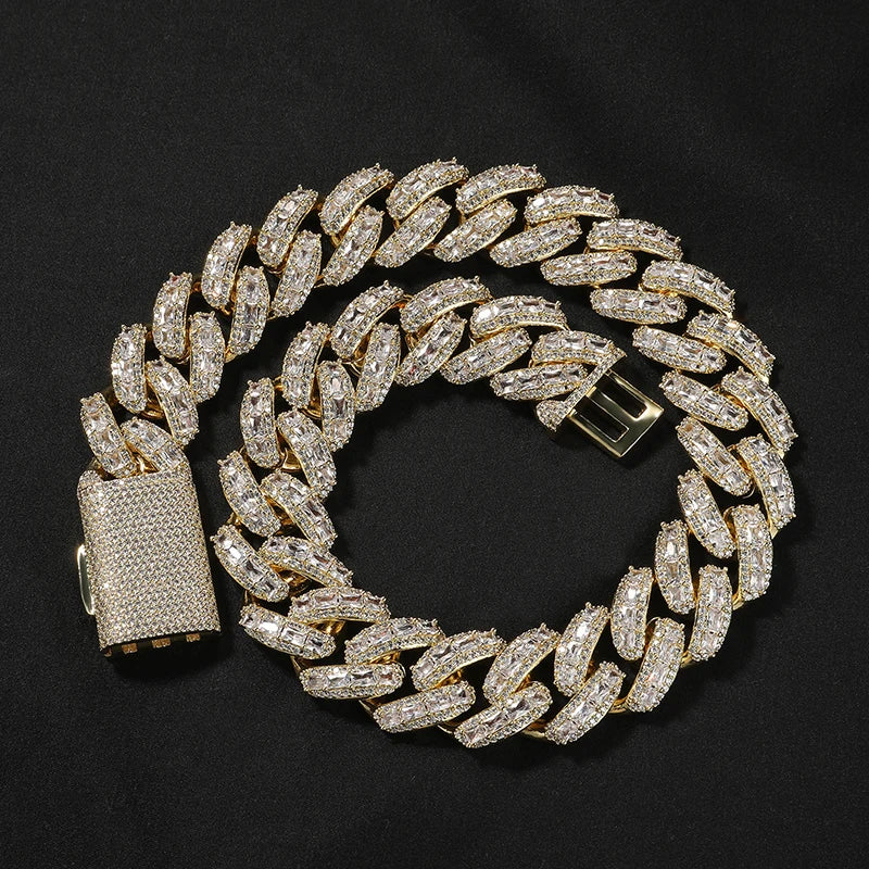 Iced Out CZ Cuban Miami Link Chain Necklace 25mm — Two-Tone