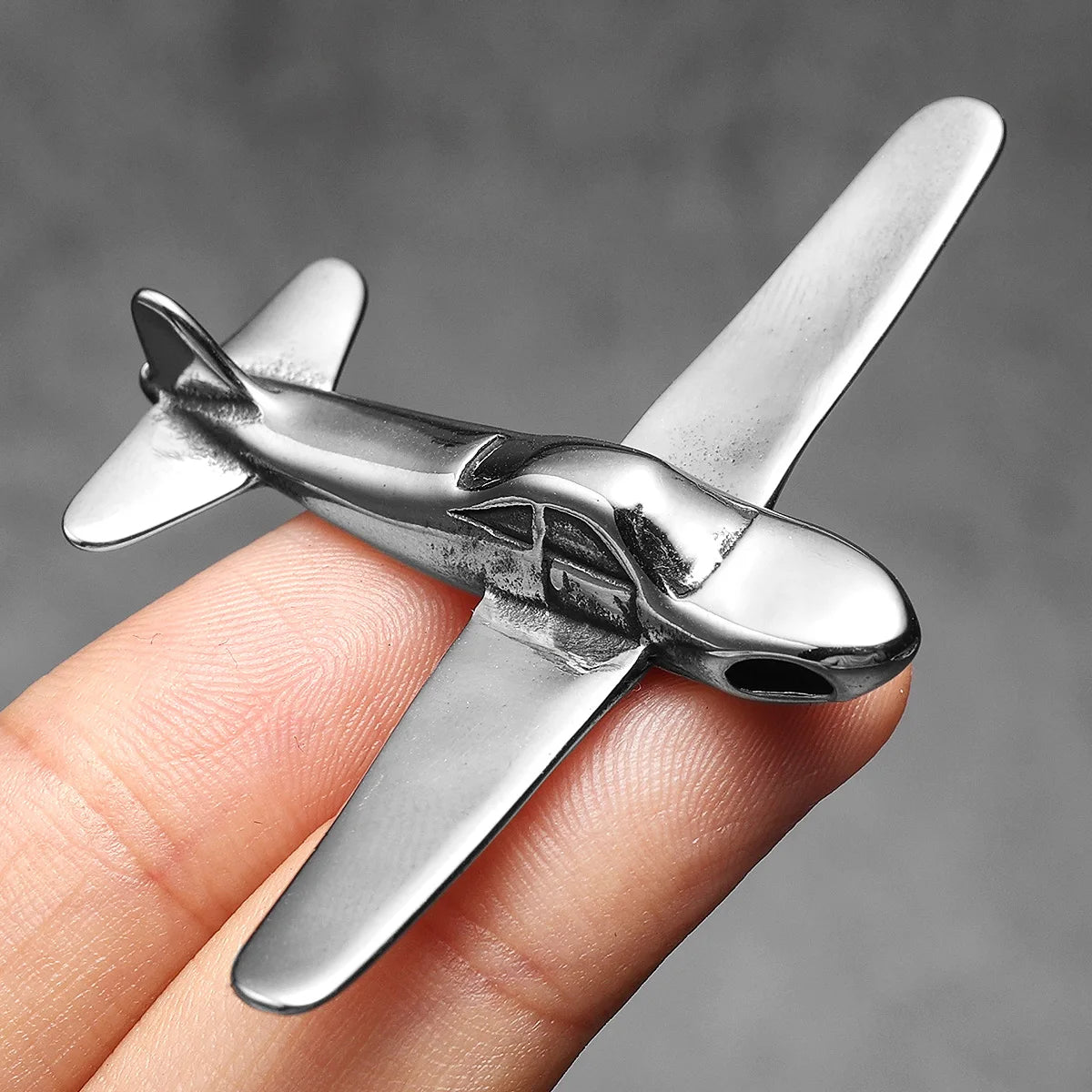 Airplane Pendant Necklace — Stainless Steel