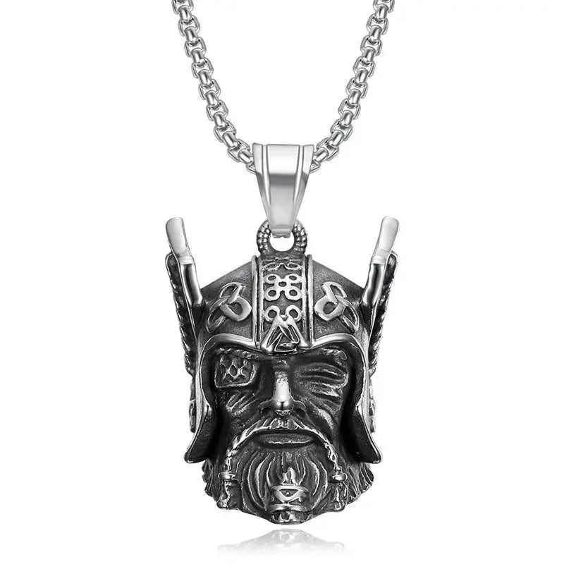 Norse Gods Odin Celtic Knot Motorcycle Bell Necklace Men's Punk Riding Rock Lucky Exorcism Amulet Jewelry