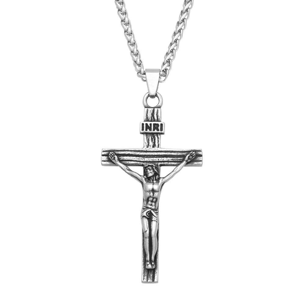 Jesus Cross Stainless Steel Pendant Necklace