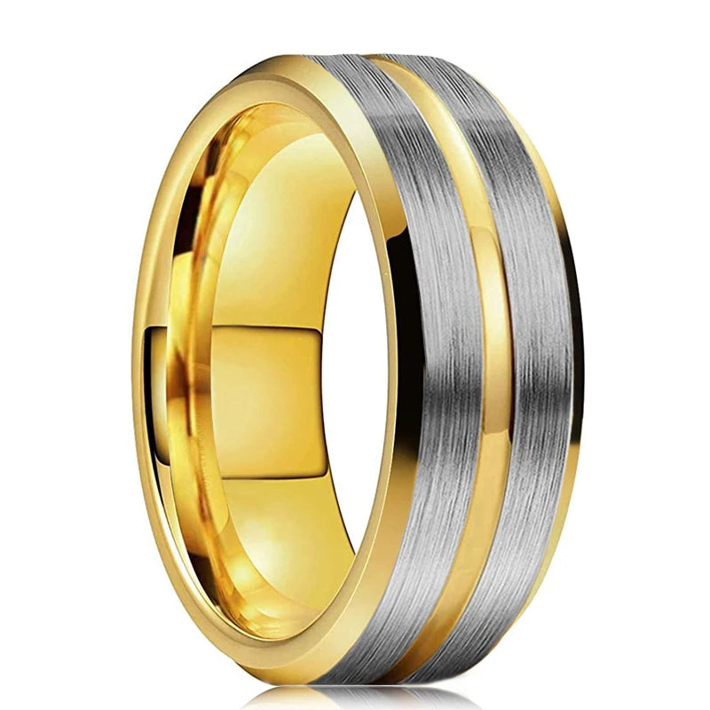 Fashion 8mm Men's Stainless Steel Ring Inlay Black Carbon Fiber Ring Wedding Engagement Jewelry Anniversary Gifts Drop