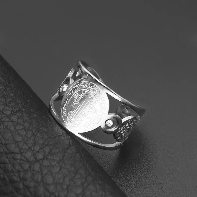 Stainless Steel Rings Signet Protection Amulet Seal of The Seven Archangels Solomon Kabbalah Chunky Stars Fashion Ring