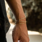 Dainty Gold/Silver Chain Bracelet Stack 14K Gold Plated Silver Bracelets For Men Stainless Steel Adjustable Cross Charm Cuban Link Bracelet Snake Jewelry To Men Dad Birthday Day