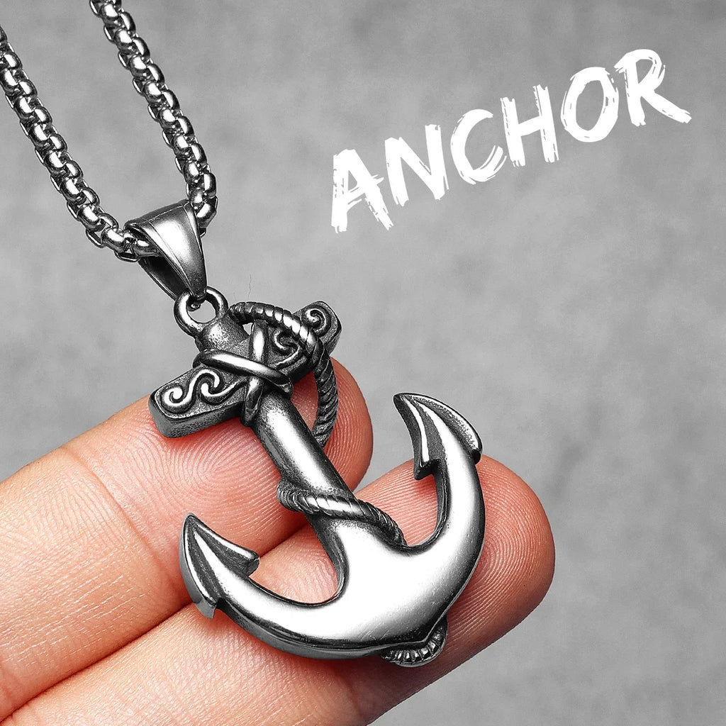 Pirate Anchor Pendant Necklace — Stainless Steel