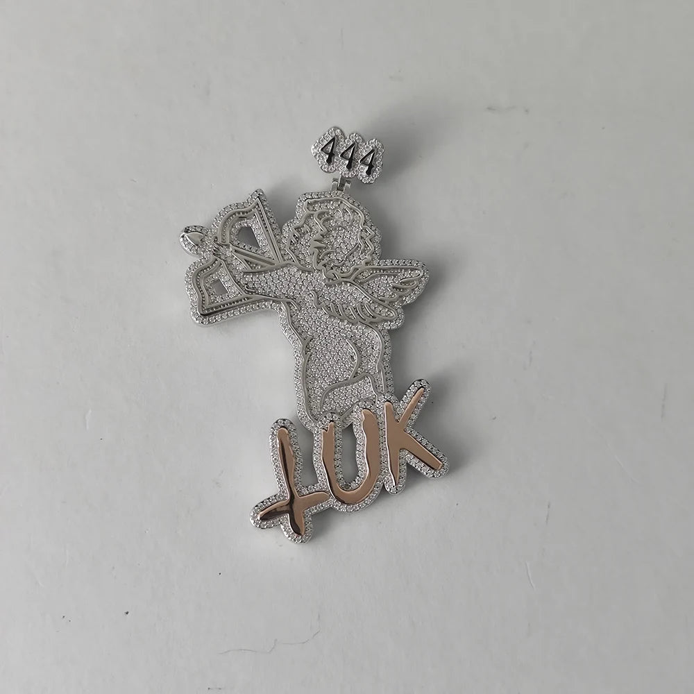 925 Silver VVS Moissanite Angel Pendant Necklace