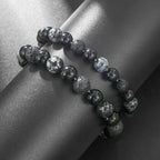 Vintage Dark Tone Natural Stone Bracelet, Matte Black Onyx Mixed Snowflake Obsidian Beaded Bracelet, Trendy Gothic