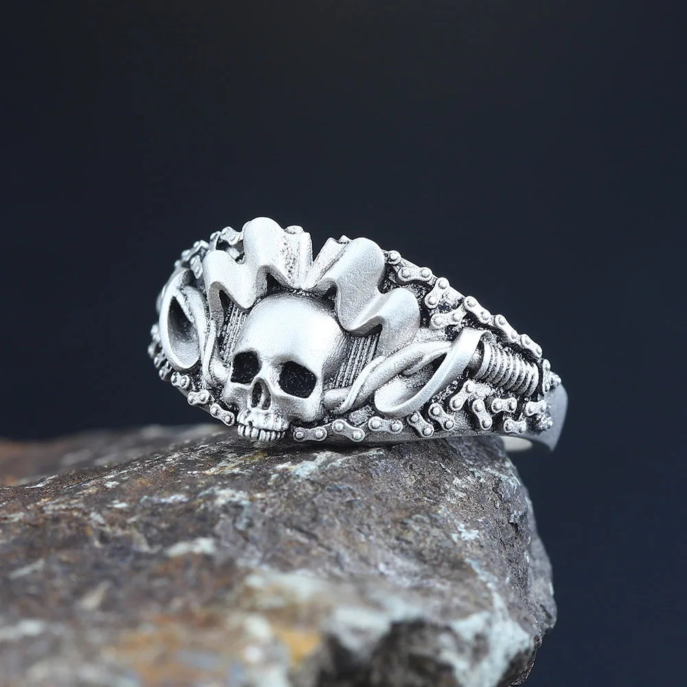 Skull Motorcycle Ring — 925 Silver