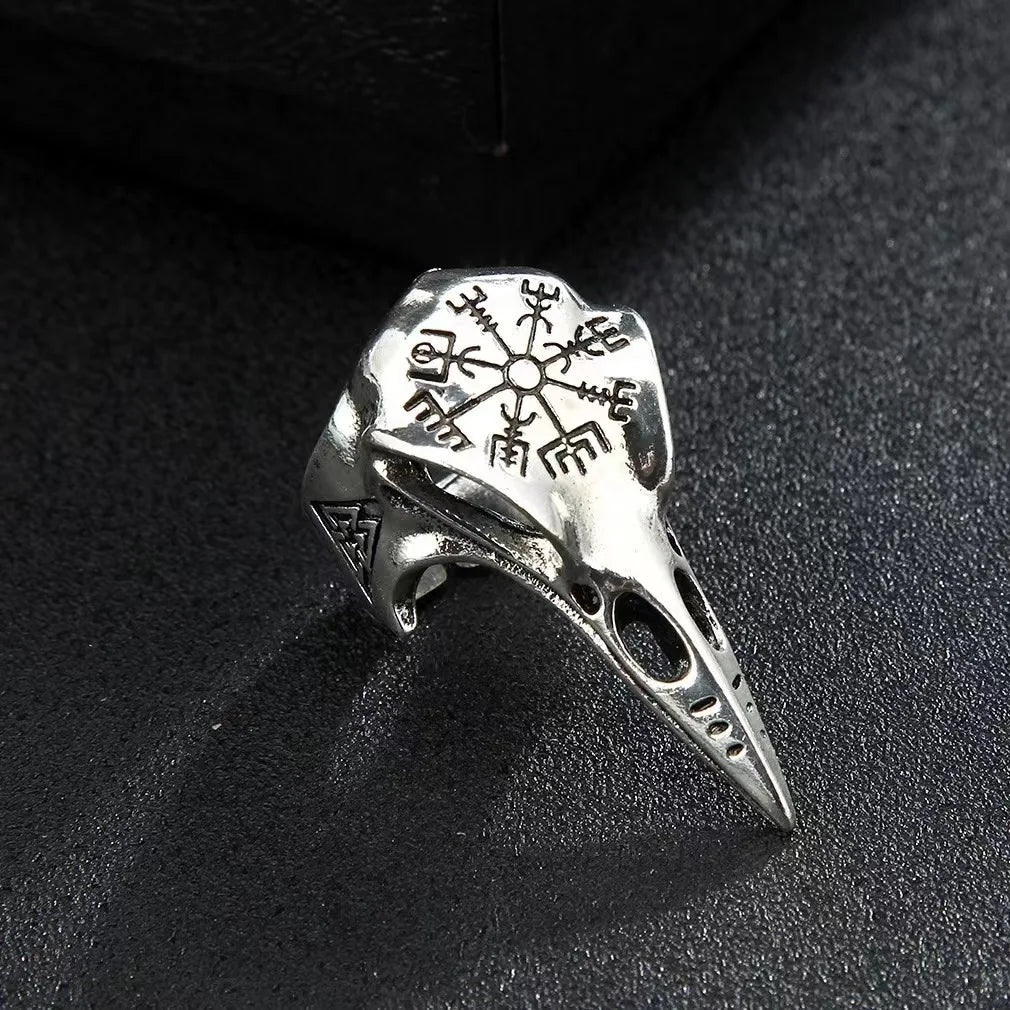 Skull Raven Steel Ring