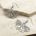 Butterfly Silver Earrings Gothic Crescent Moon