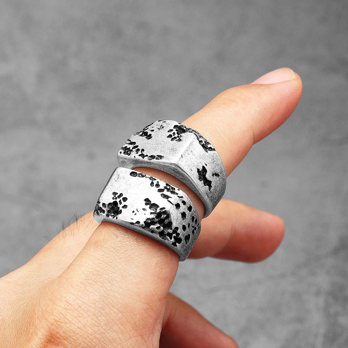 Stone Texture Ring — Stainless Steel