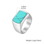 Natural Stone Signet Ring — Silver