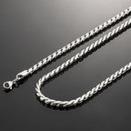 3mm Retro Men Stainless Steel Twisted Cuba Chain Necklace Simple Titanium Steel Necklace Hip Hop Jewelry Trendy Accessories