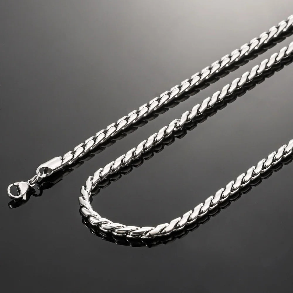 3mm Retro Men Stainless Steel Twisted Cuba Chain Necklace Simple Titanium Steel Necklace Hip Hop Jewelry Trendy Accessories