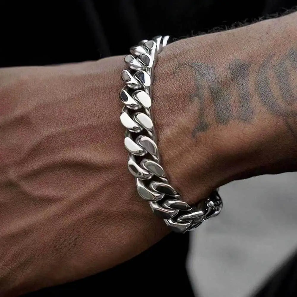 Width 9MM 316L Stainless Steel Encrypted Cuban Chain Bracelet For Men Fashion Hip Hop Party Accessories Boyfriend Gift