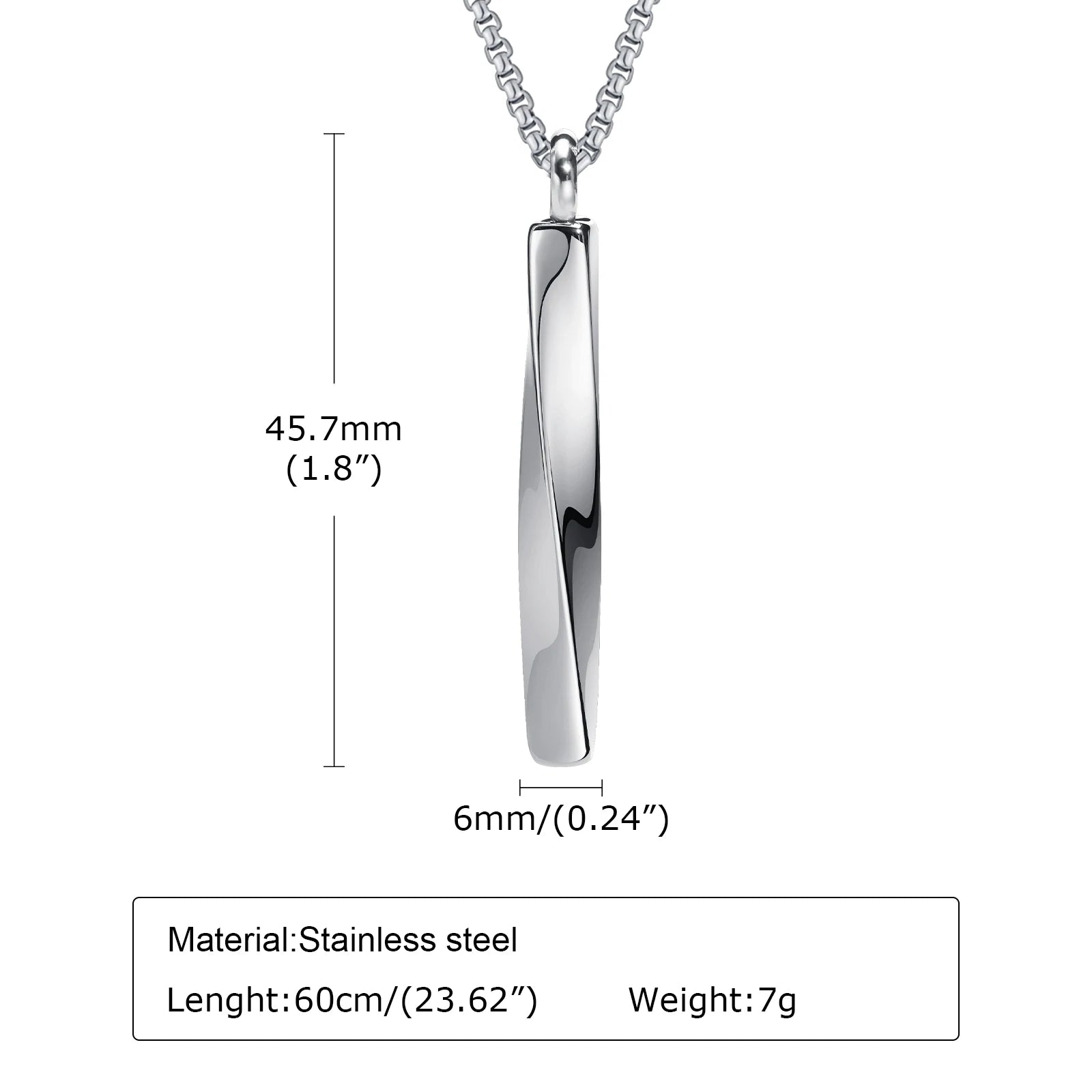Vnox Stainless Steel Mobius Bar Pendant Necklaces for Men,Simple Cremation Ashes Urn Jewelry,Memorial Keepsake Collar Gifts