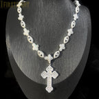 2026 New Iced Out Luxury Eye Cross Necklace Bling Cubic Zirconia Charm Tennis Chain for Men Women Hip Hop Jewelry