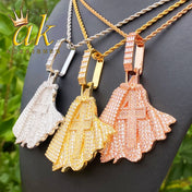 Iced Out Pendant Necklace Two-Tone CZ Number Gold