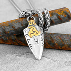 Norse Runes Odin's Spear Necklace Men's Gold Color Stainless Steel Arrowhead Pendant Valknut Talisman Male Vikings