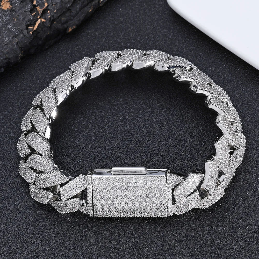 Iced Out Cuban Chain Necklace Stainless Steel 15MM