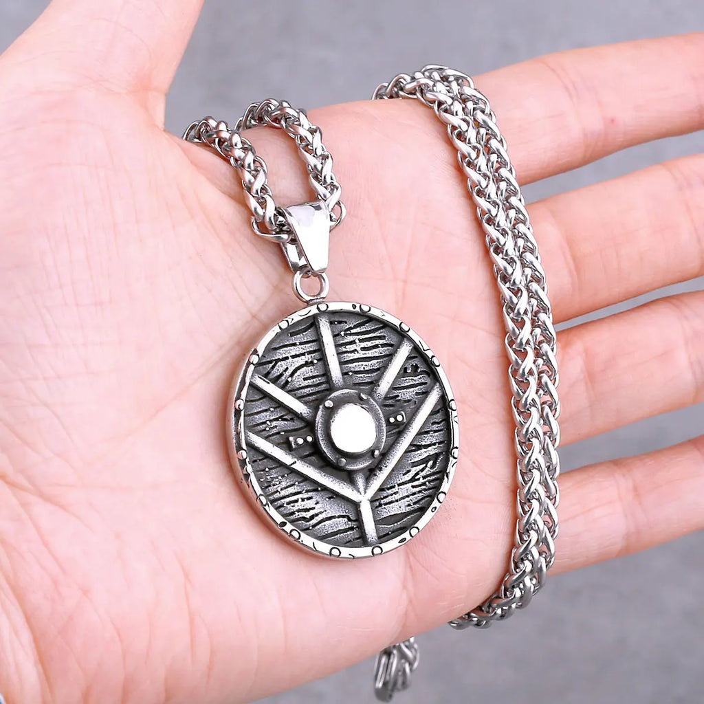 Odin Rune Vegvisir Pendant Necklace — Stainless Steel