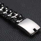 Men's 22MM Polished Stainless Steel Cuban Chain Bracelet for Men Braided Leather Wrap Bracelet Wristband Male Jewelry