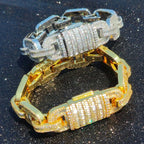 Iced Out Cuban Bracelet Stainless Steel Pig Nose
