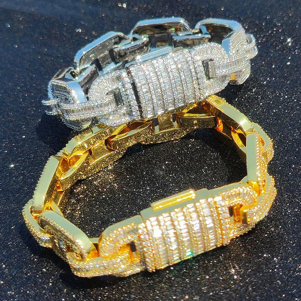 Iced Out Cuban Bracelet Stainless Steel Pig Nose