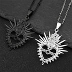 Sacred Heart Enamel Pendant — Black Stainless