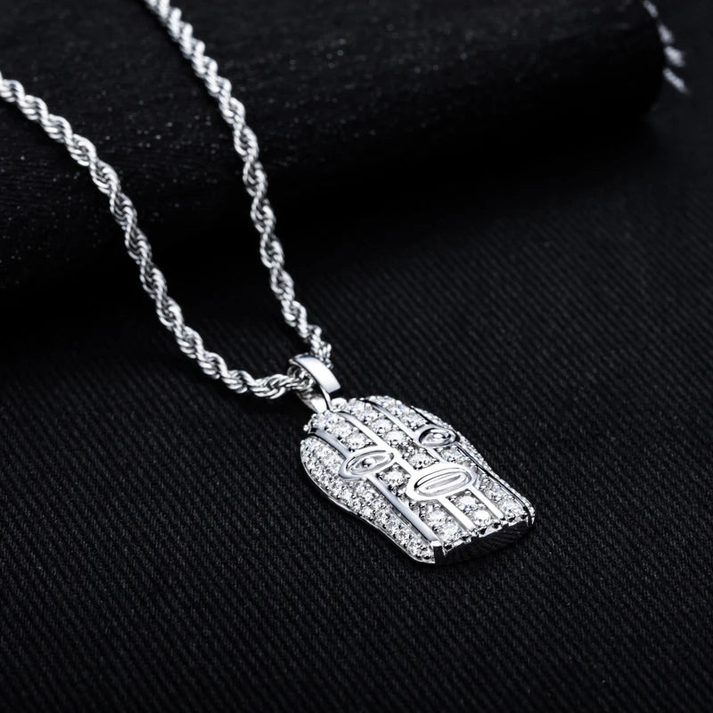 Iced Out Masked Head Pendant — 925 Silver