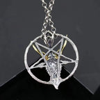 Vintage Punk Inverted Pentagram Satanic Goat Necklace Pendant for Men Unique Pagan Amulet Jewelry