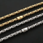 Iced Out Byzantine Chain Necklace & Bracelet — Stainless Steel