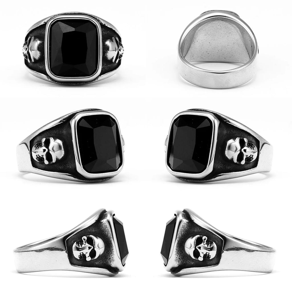 Skull Gemstone Ring — Stainless Steel