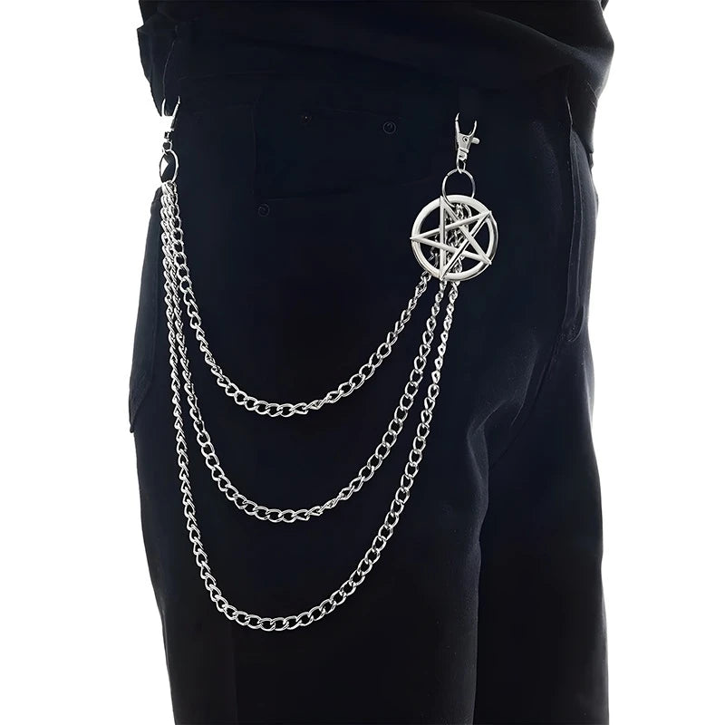 Gothic Pentagram Biker Jean Pants Chain Keychain