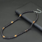 Turquoise Hematite Tiger Eye Necklace — Stainless Steel, 50cm