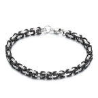 Fongten 4/5/6/8mm Byzantium Bracelet For Men Stainless Steel Box Chain Wirstband Charm Men Bangle Bracelets Jewelry