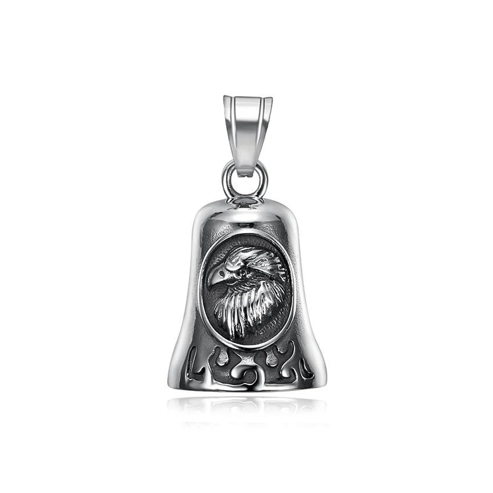 Gothic Lion Head Bell Pendant — Stainless Steel
