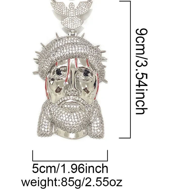 Hip Hop 5A+ CZ Stone Paved Bling Ice Out Pigeon Jesus Piece Pendants Necklaces for Men Rapper Jewelry Rose Gold Silver Color