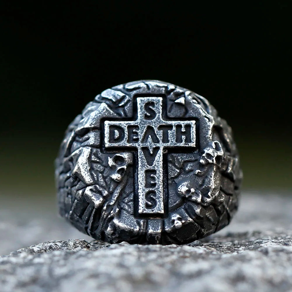 2023 Men's 316L stainless steel ring biker Retro cross skull Ring For Men fashion Chic Fancy Halloween Jewelry free