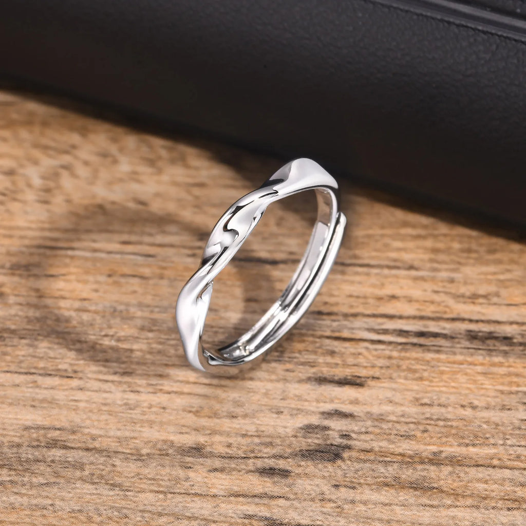 Minimal Mobius Twisted Ring — Stainless Steel